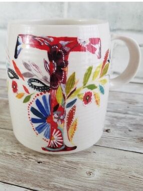 Anthropologie Mug Starla Halfmann Letter T Design